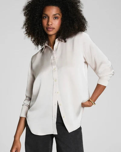 SPANX BIRCH SILKY SMOOTH BUTTON DOWN SHIRT