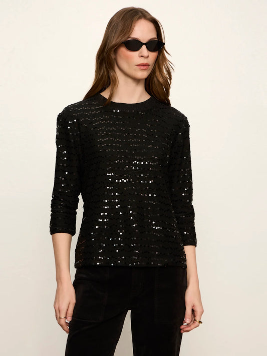 SANCTUARY BLACK 3/4 SEQUIN MODE TEE