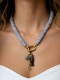 FARRAH B HOOKED ON YOU LT BLUE BEADED NECKLACE