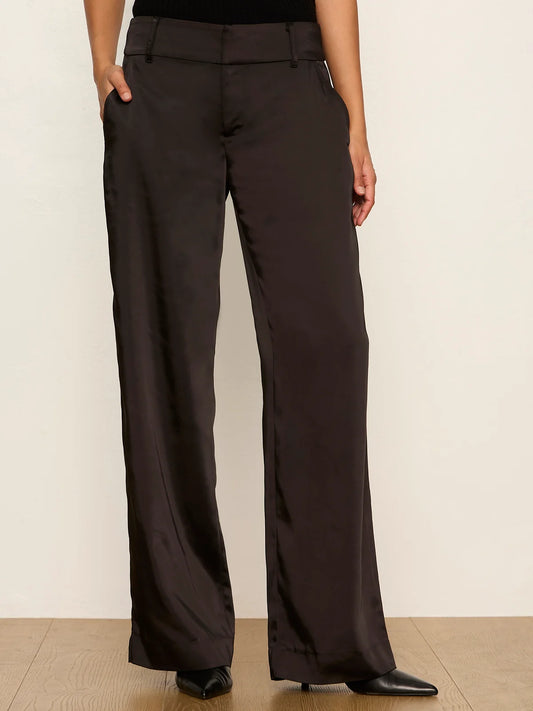 SANCTUARY BLACK SPOTLIGHT SATIN TROUSER