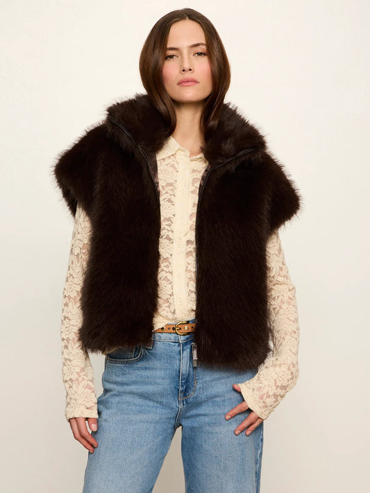 SANCTURY ESPRESSO MARTINI SILKY FUR VEST