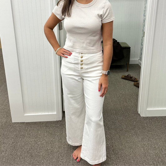 CLASSIC FIVE BUTTON WHITE PANTS