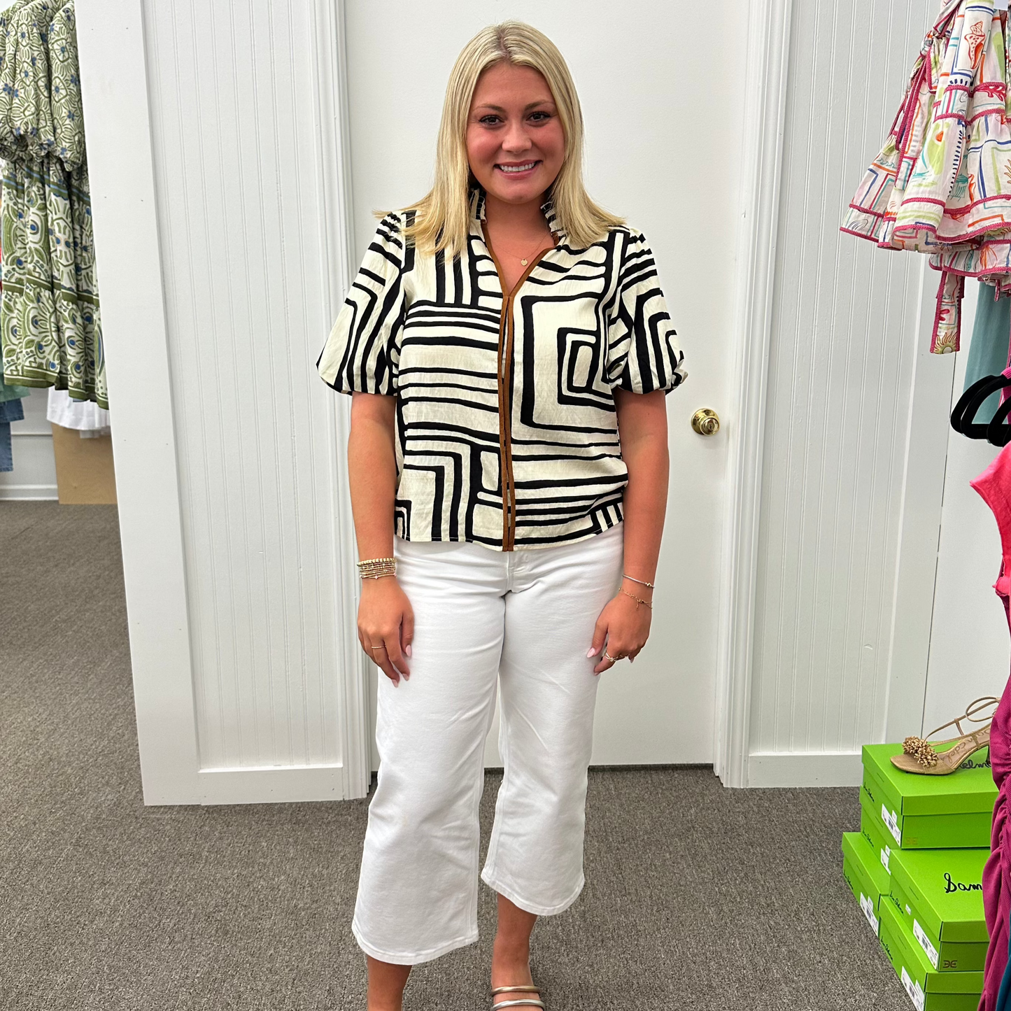 THML PUFF SLEEVE PRINT TOP
