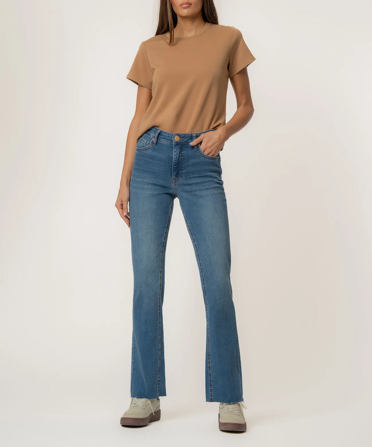 KUT FROM THE KLOTH KELLY HIGH RISE FAB AB FLARE - SENSES W/ DARK BASE WASH