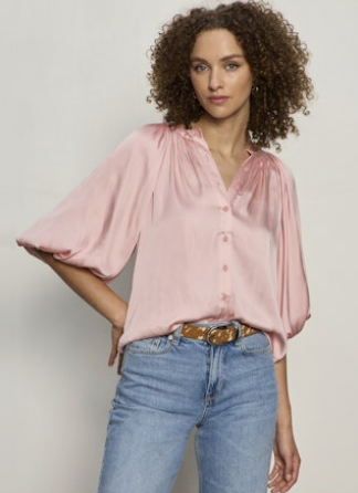 SANCTUARY PLENTY OF LOVE BUBBLE BLOUSE - LIGHT BLOOM PINK