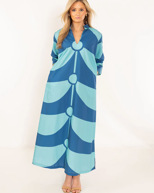HOUSE OF MBR BLUE TODDY CHARLESTON DRESS