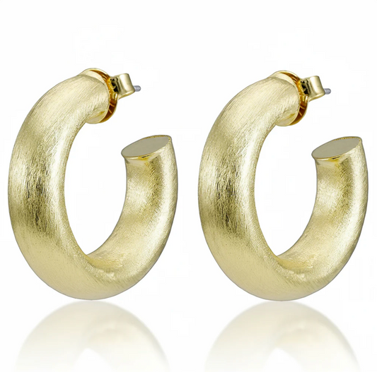 SHEILA FAJL SMALL CHANTAL HOOPS - BRUSHED 18K GOLD PLATED