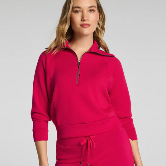 SPANX AIRESSENTIALS LIGHTWEIGHT HALF ZIP - FUCHSIA