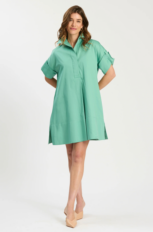 TYLER BOE ADDIE COTTON SHORT SHIRTDRESS - CREME DE MENTHE