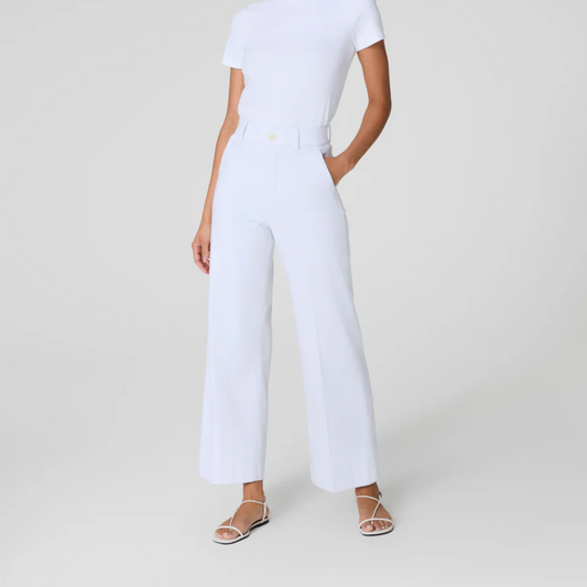 SPANX SUPERSMOOTH™ STRETCH TWILL CROPPED WIDE LEG PANT - WHITE