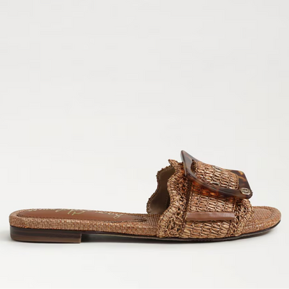 SAM EDELMAN BAMBI RAFFIA SLIDE SANDAL - CUOIO